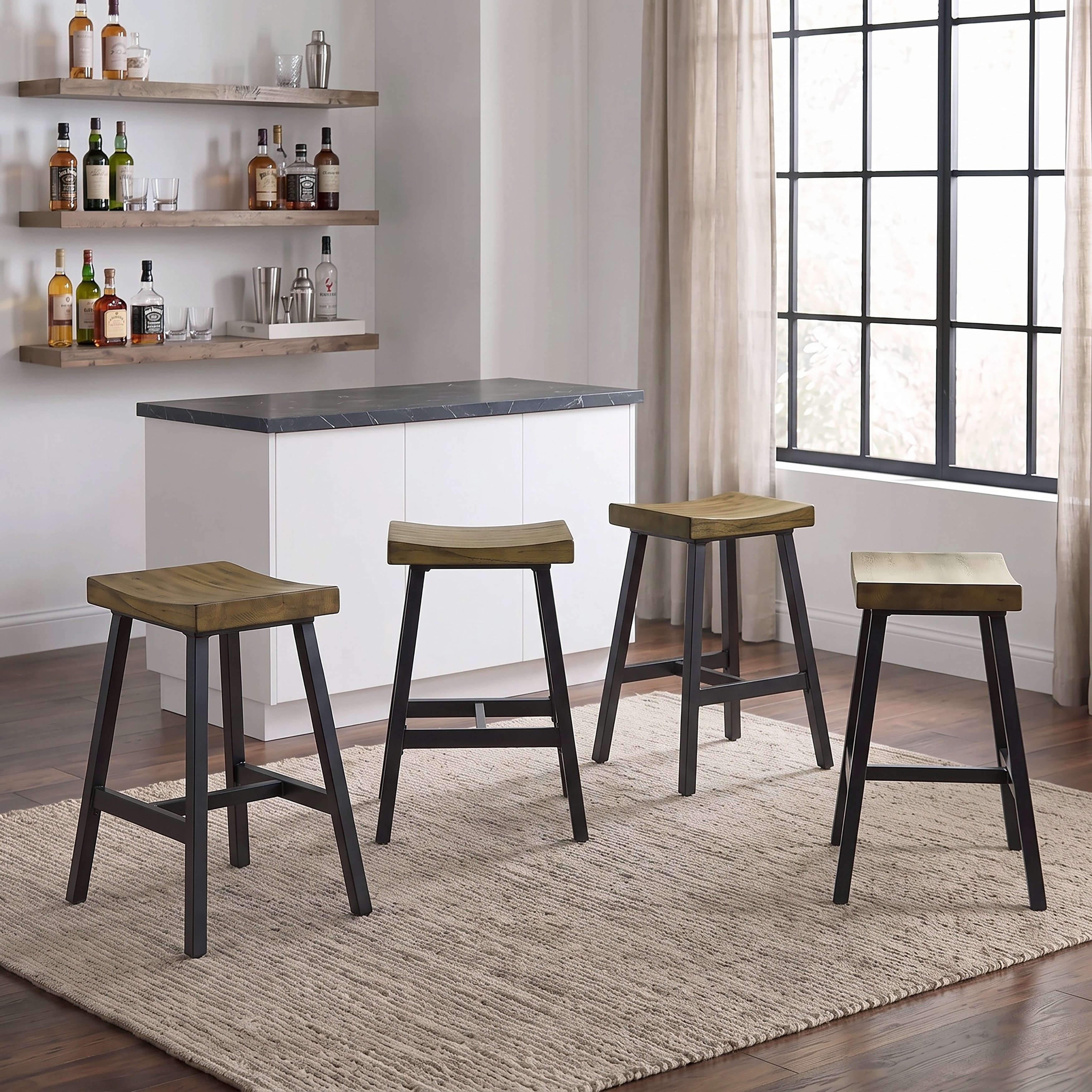 Blyn 18.5" Counter Height Stool with Black Iron Base (Set of 4)