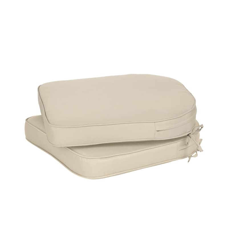 Aoodor Outdoor Chair Cushion Soft and Fade-resistant Polyester Set of 2 - 18''x19'' - Khaki