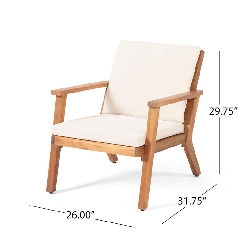 Temecula Outdoor Acacia Wood Club Chairs with Cushions (Set of 2) by Christopher Knight Home