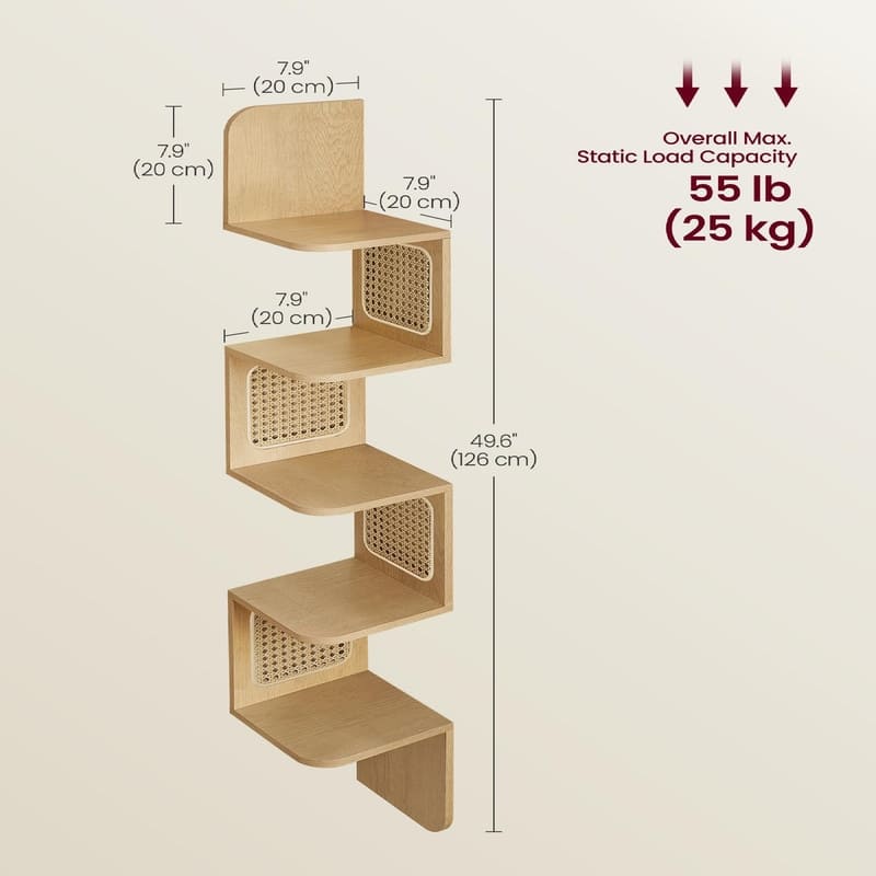 5-Tier Corner Shelf - 7.9"D x 7.9"W x 49.6"H