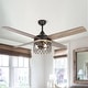 preview thumbnail 1 of 4, 52-in Modern 4-blade Woodgrain Ceiling Fan with Remote and Light Kit - 52 Inches