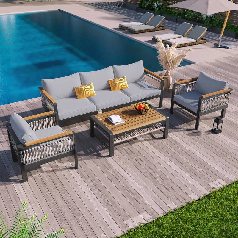 4 Pieces Outdoor Sectional Sofa Set