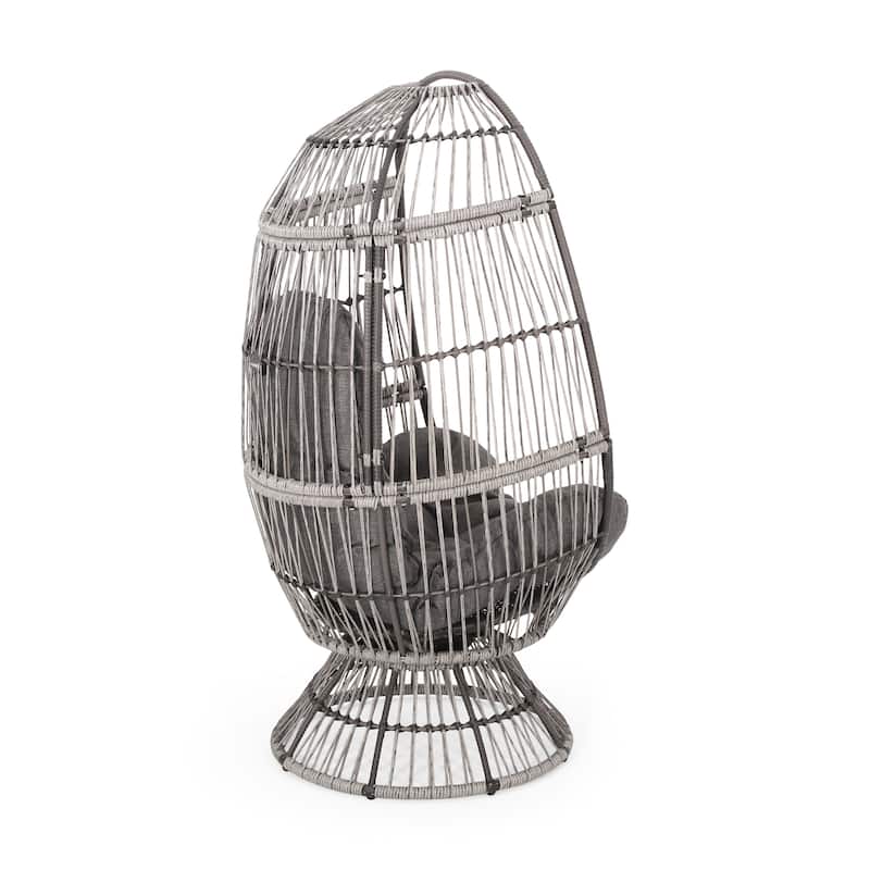 Swivel Egg Chair Basket Chairs Woven Accent Lounge Chair with Cushion