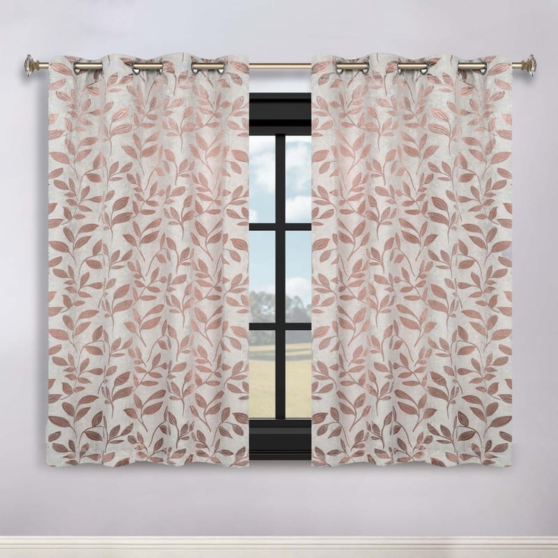 Superior Modern Bohemian Leaves Room Darkening Curtains with Grommets