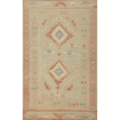 Hand Woven Oriental 100% Wool Carpet Southwestern Tribal Multi-Colored Kilim Area Rug - 5' 10'' X 3' 10''