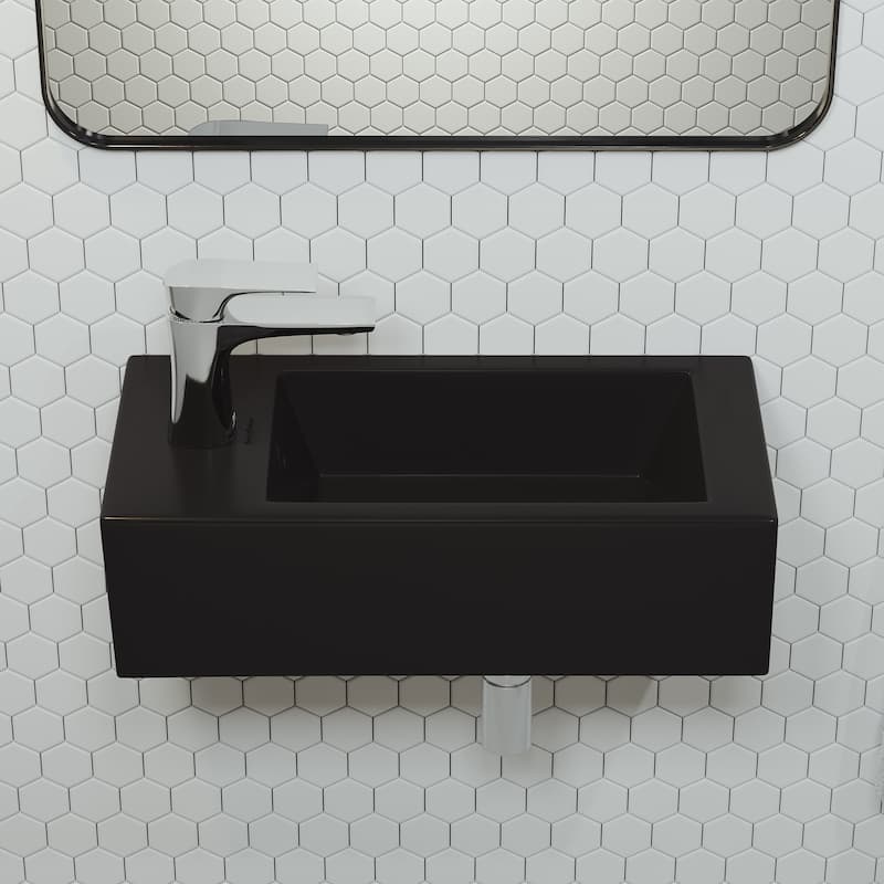 Voltaire Rectangular Ceramic Wall Hung Sink With Left Side Faucet Mount