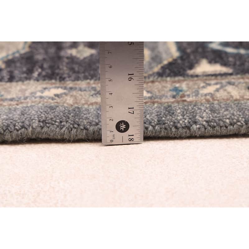 ECARPETGALLERY Hand-knotted Finest Agra Jaipur Grey Wool Rug - 7'11 x 9'9