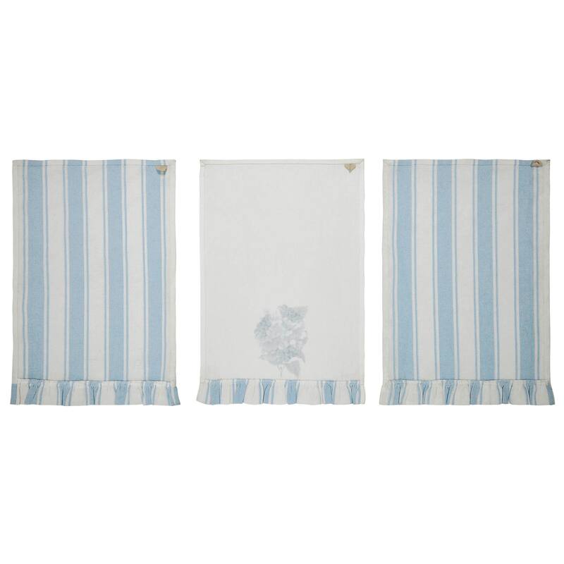 Finders Keepers Hydrangea Ruffled Tea Towel Set of 3 19x28