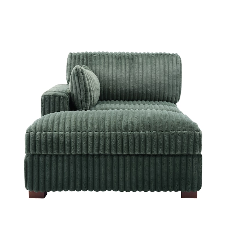 41" W Plush Corduroy Chaise Lounge with Pillows