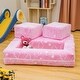 preview thumbnail 1 of 30, Grondin Kids Modular Loveseat with Ottoman, Convertible Sofa Bed with Sherpa Upholstered and Density Sponge Padding