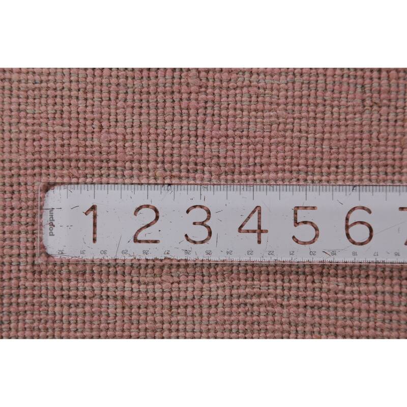 Hand Knotted Oriental 100% Wool Carpet Modern Solid Pink Gabbeh Runner Rug - 10' 1'' X 3' 1''