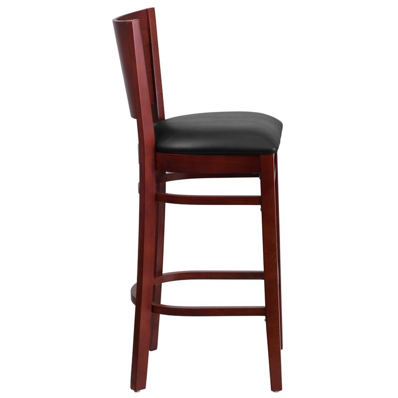 2 Pk. Lacey Series Solid Back Wooden Restaurant Barstool - 16.75"W x 18"D x 43.5"H - 16.75"W x 18"D x 43.5"H