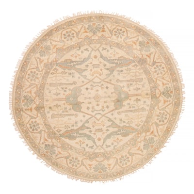 ECARPETGALLERY Hand-knotted Royal Oushak Ivory Wool Rug - 6'8 x 6'8