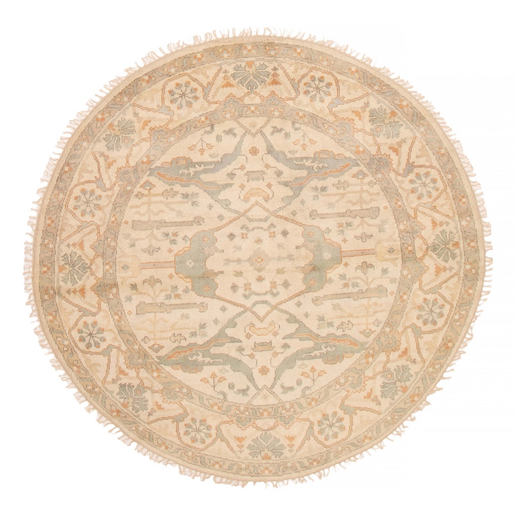 ECARPETGALLERY Hand-knotted Royal Oushak Ivory Wool Rug - 6'8 x 6'8
