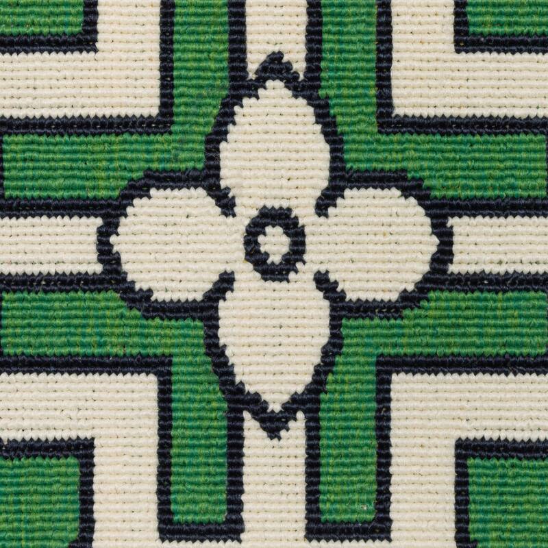 Harlowe Geometric Tile Motif Ivory/ Green Area Rug