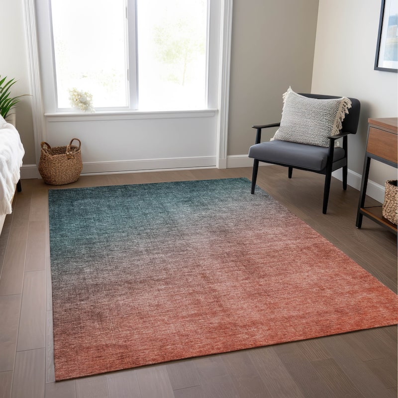 Machine Washable Indoor/ Outdoor Modern Ombre Chantille Rug