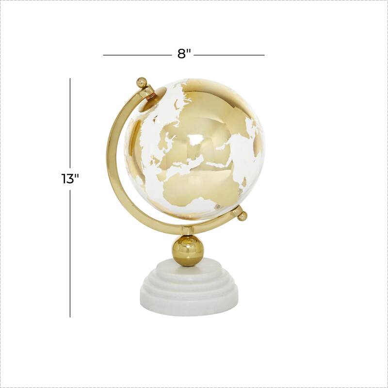 Silver or Gold Marble Globe with Marble Base and Tiered Base