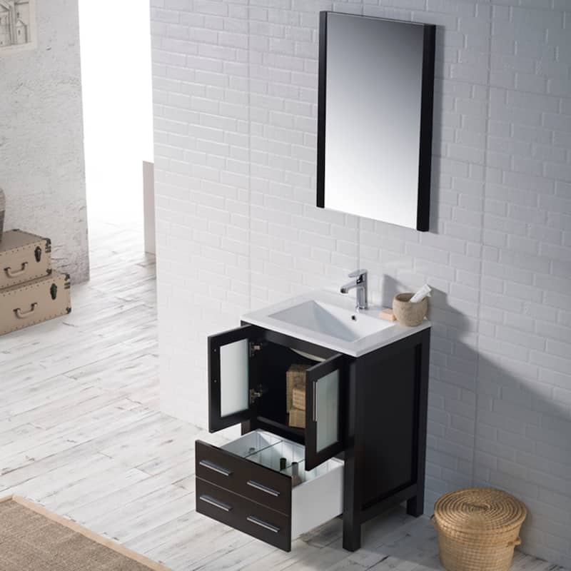 Blossom Solid Wood Double Bathroom Vanity w/ Ceramic Sink & Base