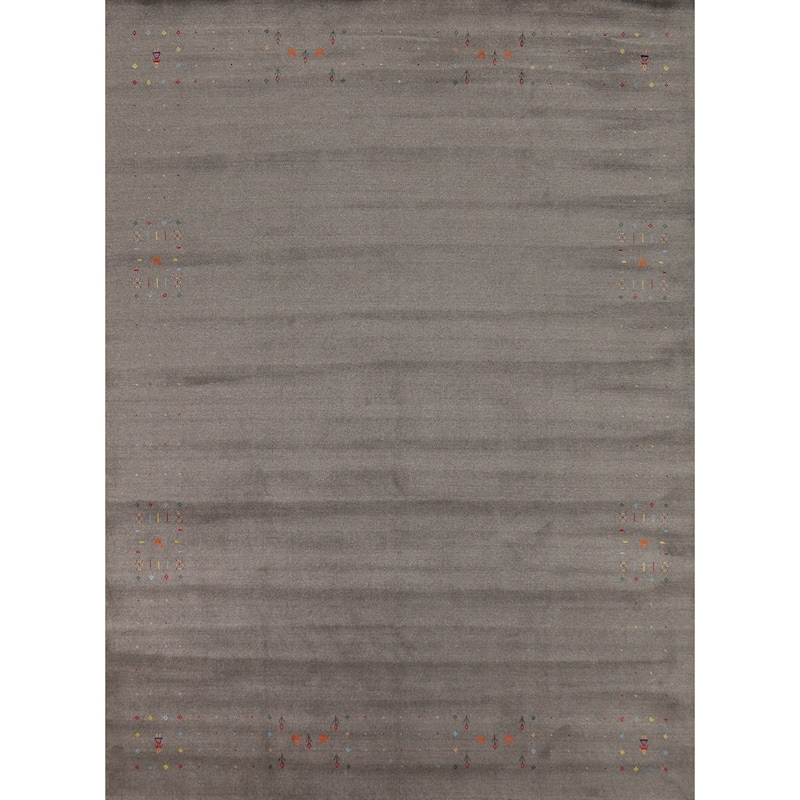 Hand Knotted Oriental 100% Wool Carpet Tribal Tribal Greys & Charcoal Gabbeh Area Rug - 10' 2'' X 8' 5''