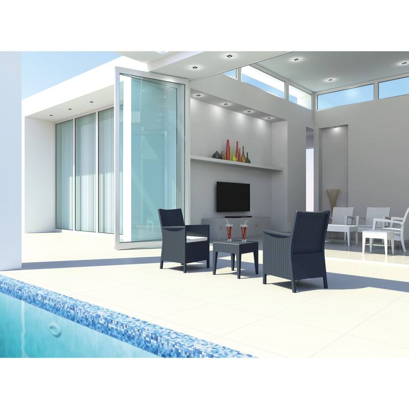 18" Gray Outdoor Patio Wickerlook Square Side Table