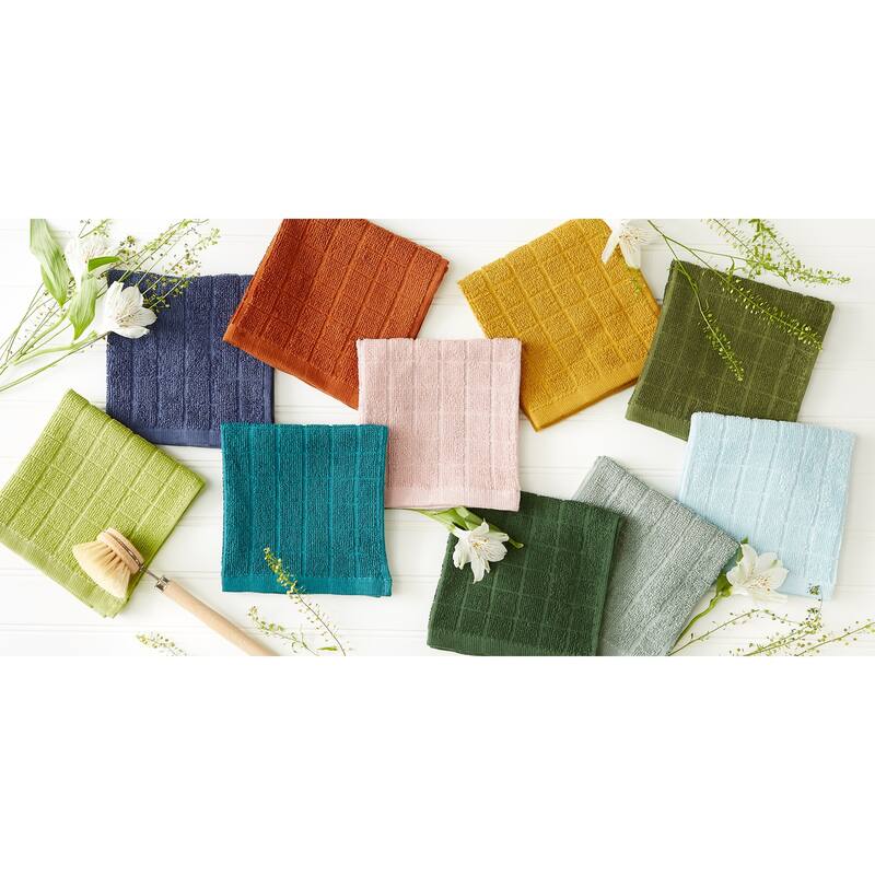 DII Solid Windowpane Terry Dishcloth Set of 6