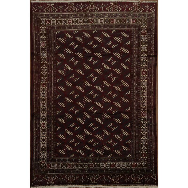 Hand Knotted Oriental 100% Wool Carpet Traditional All-Over Red Turkoman Area Rug - 12' 3'' X 8' 4''