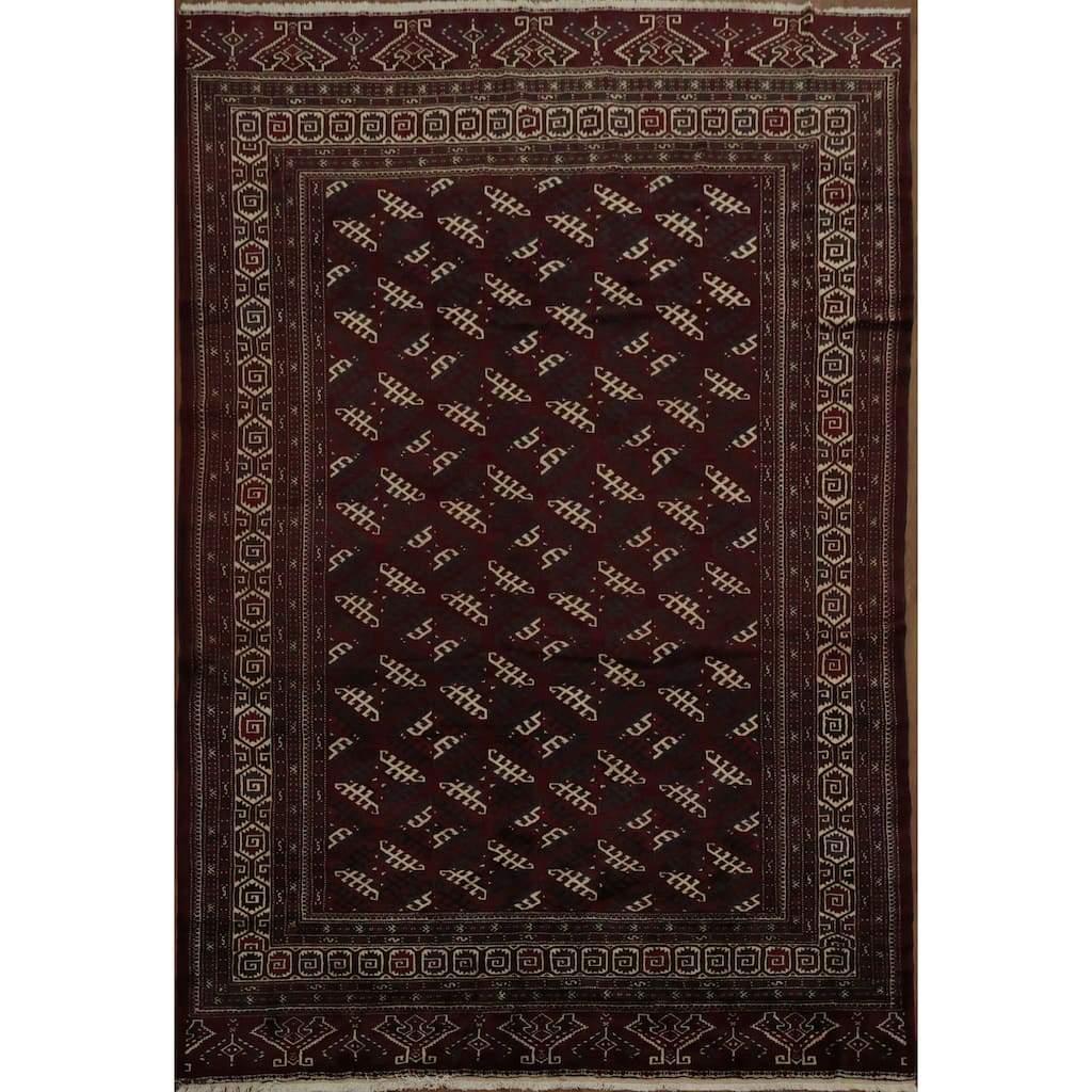 Hand Knotted Oriental 100% Wool Carpet Traditional All-Over Red Turkoman Area Rug - 12' 3'' X 8' 4''