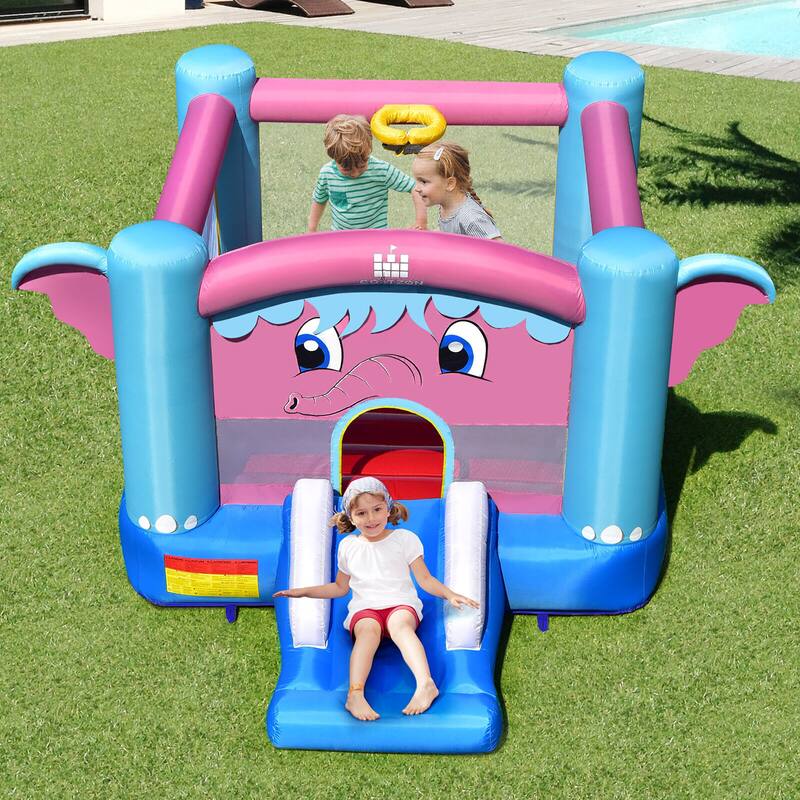 Gymax Inflatable Bounce House 3-in-1 Elephant Theme Inflatable Castle