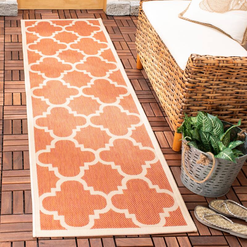 SAFAVIEH Courtyard Hafiza Indoor/ Outdoor Waterproof Patio Backyard Rug - 2'3" x 6'7" Runner - Terracotta