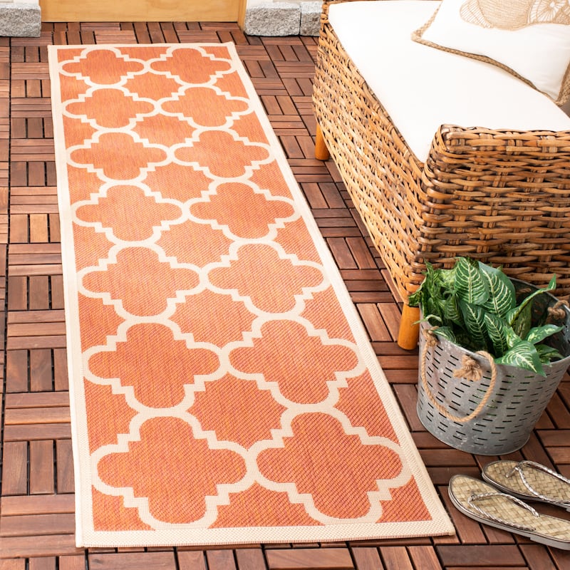 SAFAVIEH Courtyard Maryanne Indoor/ Outdoor Waterproof Patio Backyard Rug - 2'3" x 6'7" Runner - Terracotta