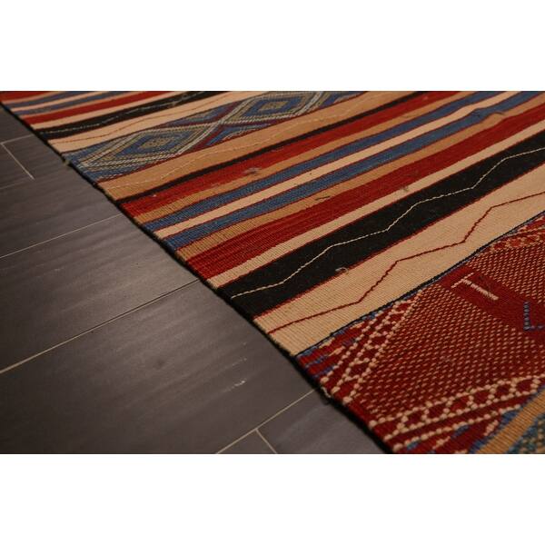 Hand Woven Boho Chic Turksih Kilim Red Wool Oriental Area Rug (6x9) 6