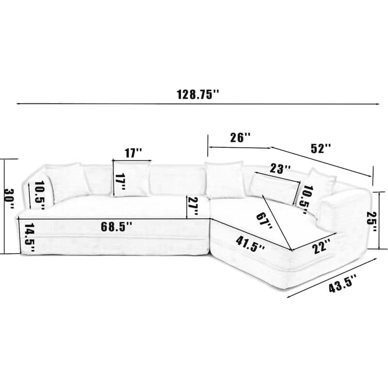 Upholstered Living Room Sectional Sofa, Modern Minimalist Style Couch