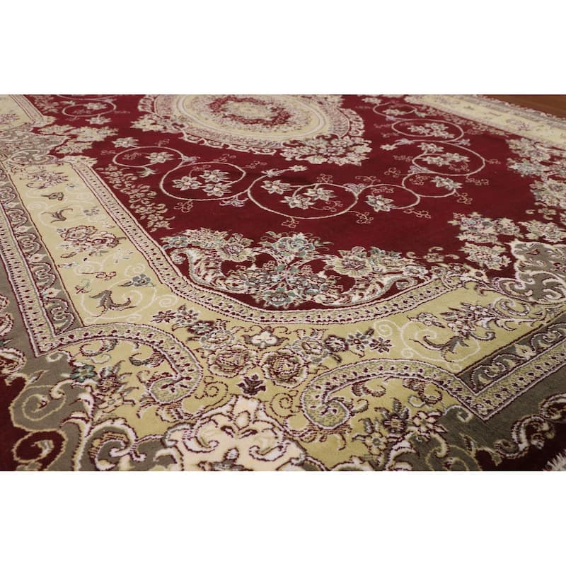 Victorian Style Kashan Turkish Area Rug Machine Made Floral Red Carpet - 6'9" x 9'10"