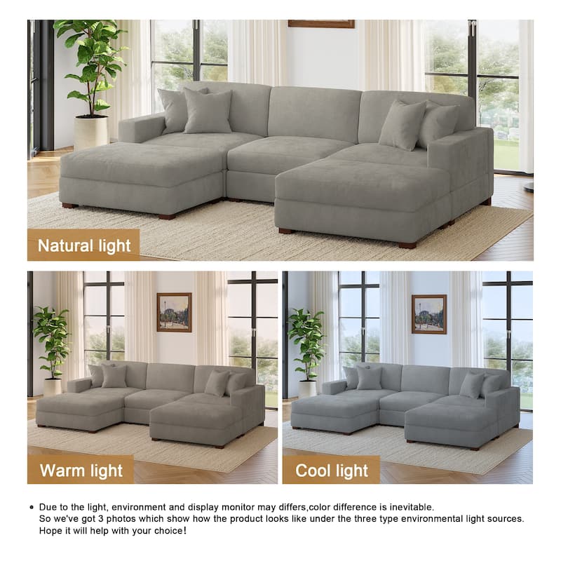 Modern Chenille Oversized Modular Sectional Sofa with 2 Ottoman