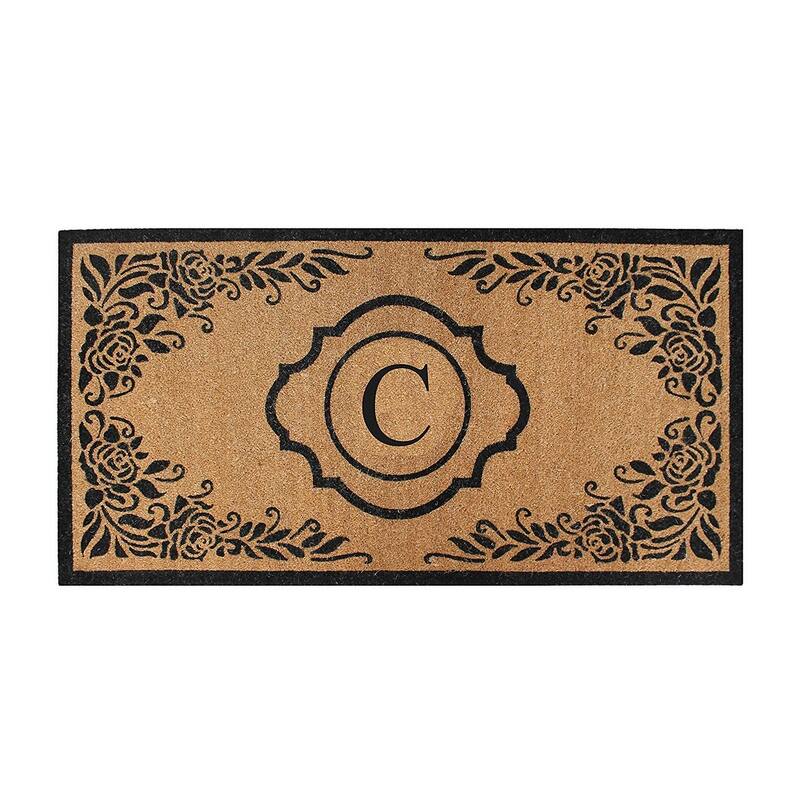 A1HC Hand Crafted Entry Flocked Coir Monogrammed Welcome Entrance Doormat 36"x72" - C