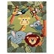 preview thumbnail 9 of 13, Kids Rug for childrens room with Jungle Animals in Green