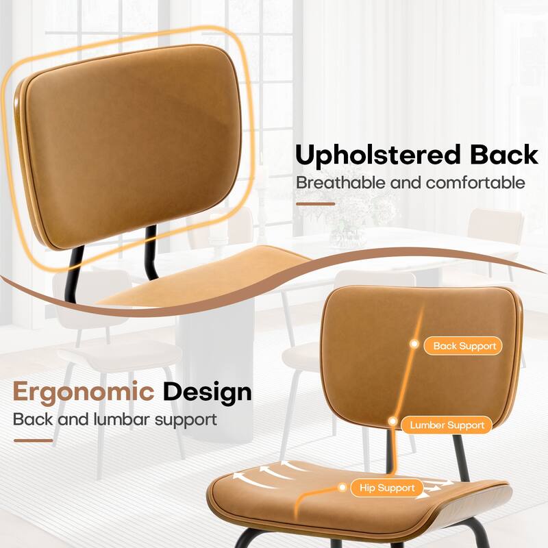 Faux Leather Upholstered Dining Chairs Set of 2/4 - 33.5"H x 19.3"W x 23"D