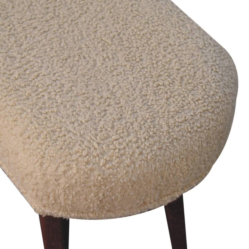 Artisan Furniture Solid Wood, Upholstered Honey Caramel Boucle Cream Nordic Bench