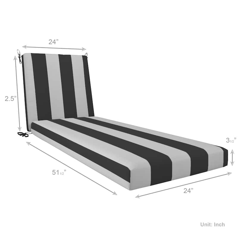 California Umbrella Outdoor Chaise Lounge Cushion, 24" x 78", 3.5" Thick, Memory Foam, Solstice Olefin Fabric