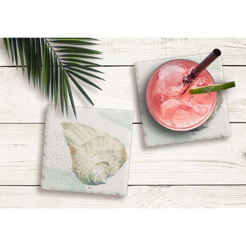 Counterart Absorbent Stone Coasters - Conch - Set of 4 - 4x4x1.544