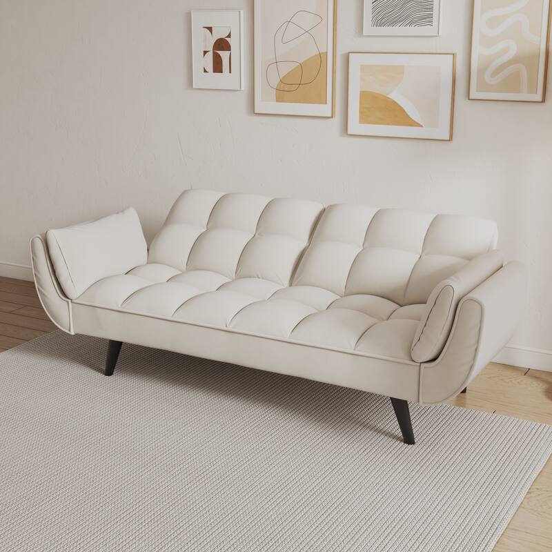 Modern Sleeper Sofa with Two Throw Pillows