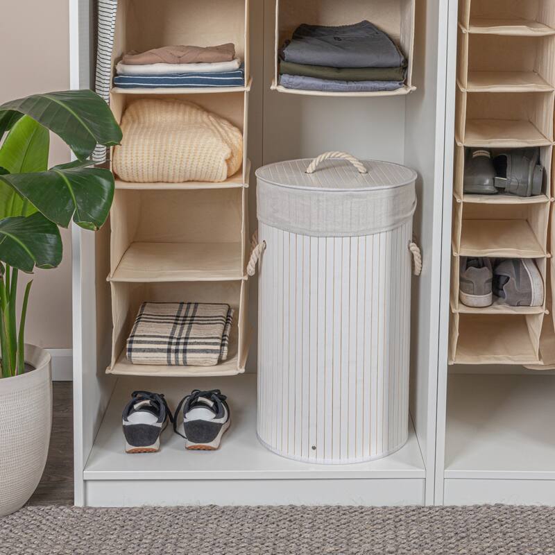Household Essentials Bamboo Laundry Hamper with Handles and Removable Laundry Bag
