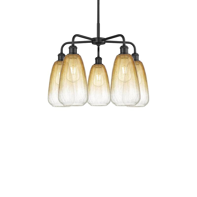 Innovations Lighting 516-5CR-19-25 Brookhaven Almond Chandelier - Matte Black / Amber