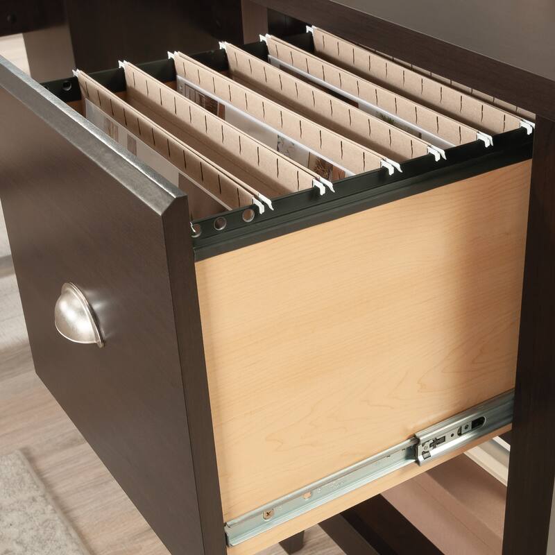 Wood L-Shaped Desk with Durable Surface, Brown