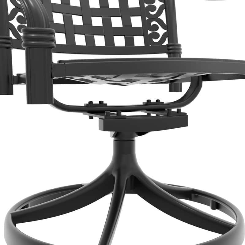 Black Swivel Aluminum Patio Outdoor Dining Chair (4-Pack)