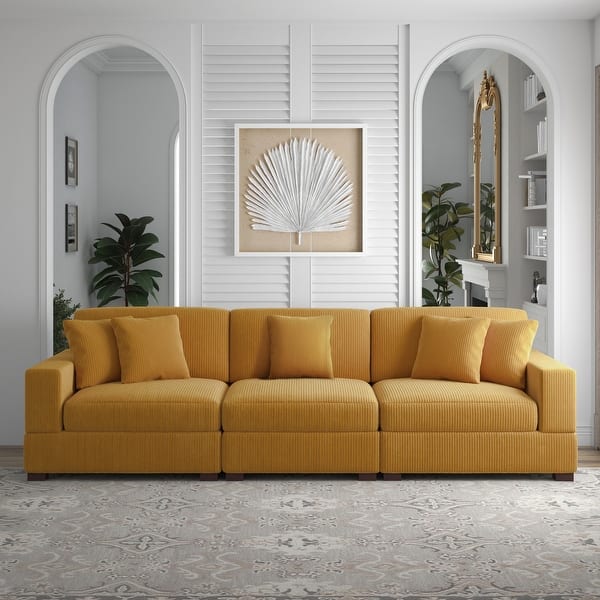 slide 2 of 134, Corduroy Couch Modular Sectional Sofa with Pillows