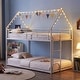 preview thumbnail 16 of 18, Costway Twin Over Twin Metal Bunk Bed, House Shaped Floor Bunk Bed