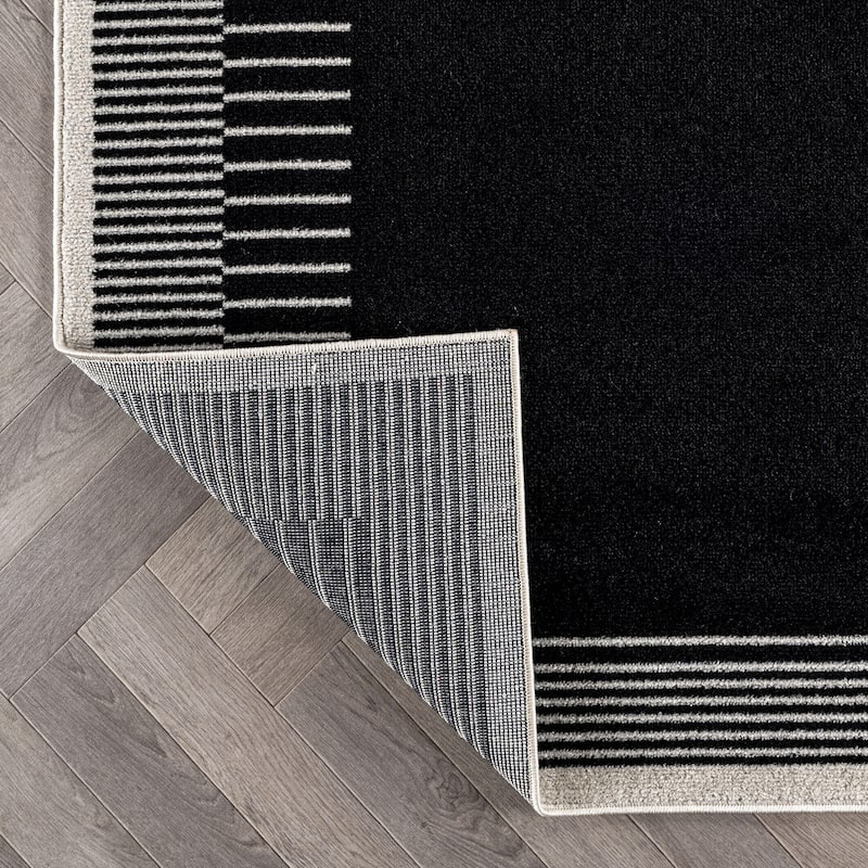 World Rug Gallery Modern Abstract Bordered Area Rug for Living Room, Bedroom, or Entryway - Low Pile Indoor Rug