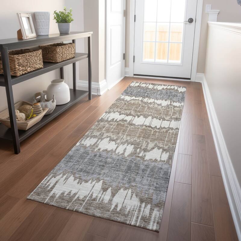 Premium Washable Super Soft Modern Stripe Mayfield Rug - Taupe - 2' 3" x 7' 6" - Runner