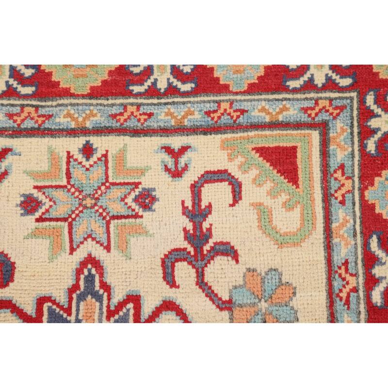 Kazak Accent Rug Hand-Knotted Oriental Beige / Ivory Wool Carpet - 2'9" x 3'10"
